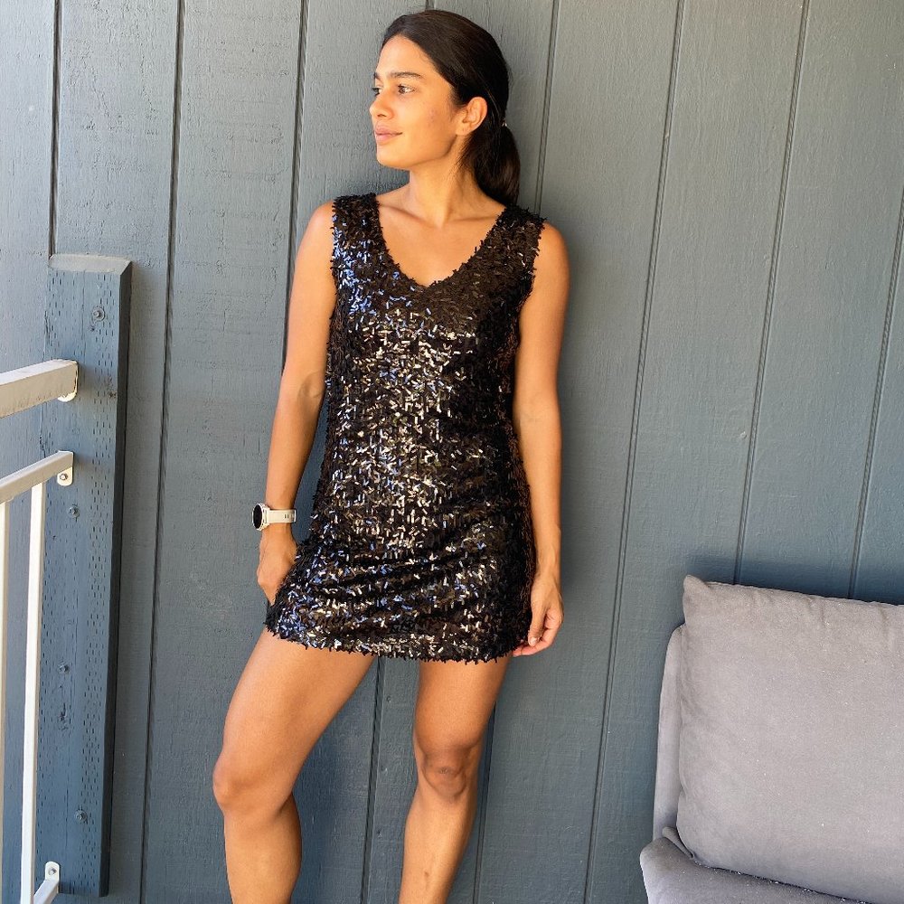 Black Sequin Mini Dress
